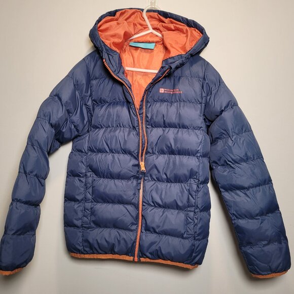 Boy's hooded puffer jacket - Navy/Orange Size 7-8 - Picture 2 of 5